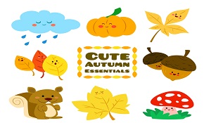 8 lovely autumn element vector